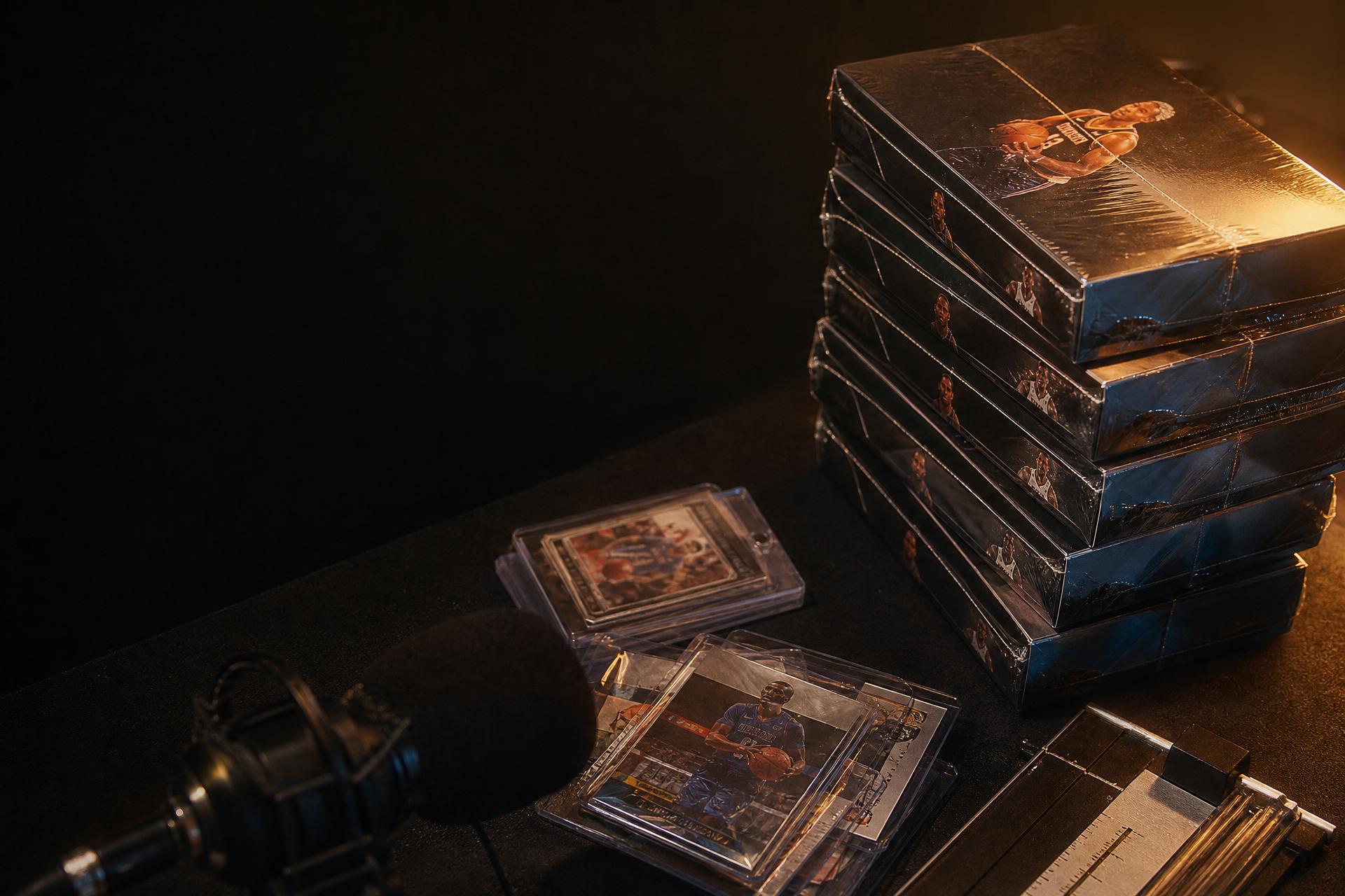 Premium NBA sports cards under stage light